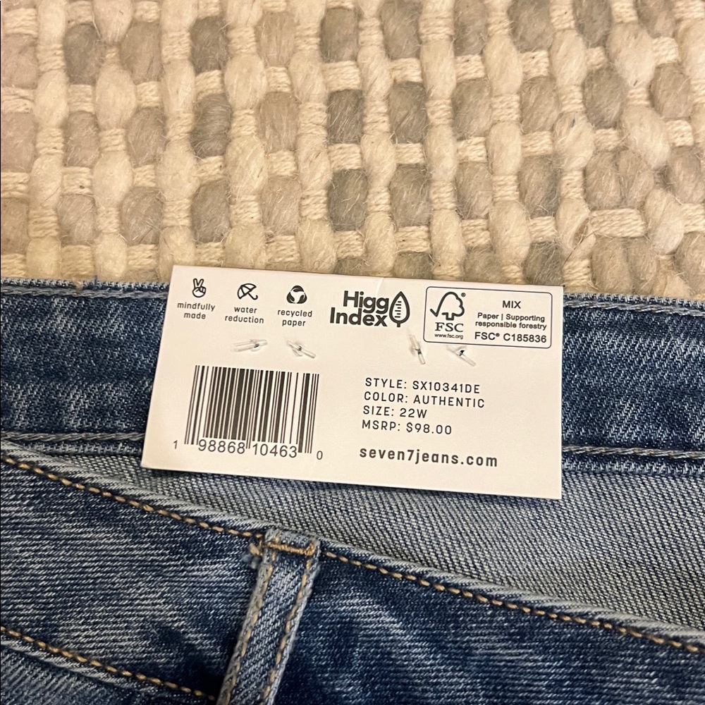 Seven7 NEW Loose Straight Leg Jean Women 22W Blue Denim High Rise Authentic - Picture 7 of 9
